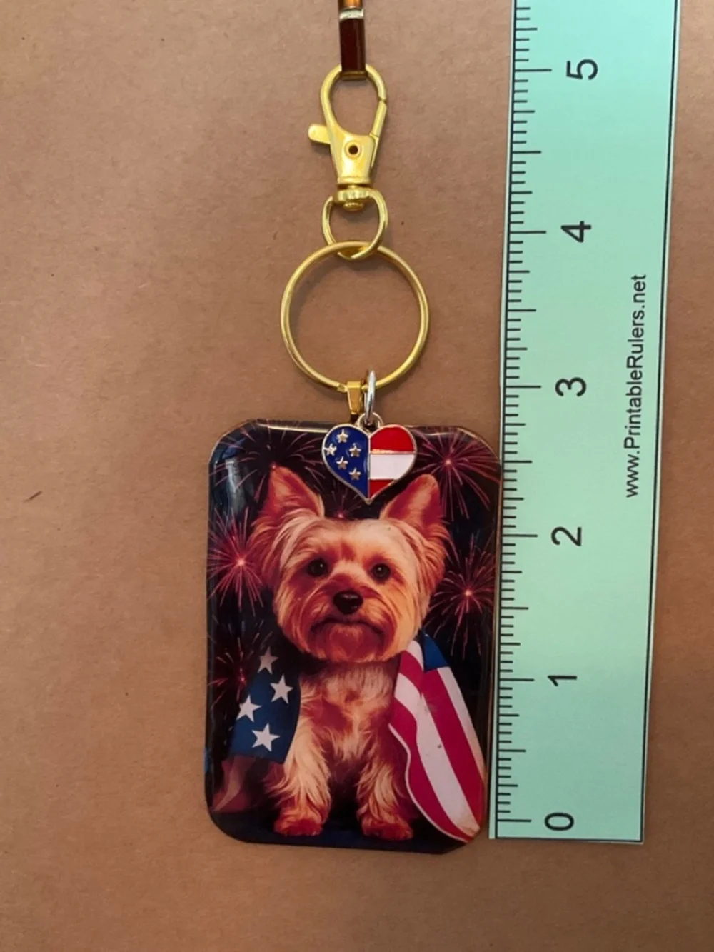 Yorkie Yorkshire Terrier Patriotic Keyring / Purse Charm Handmade by Sally